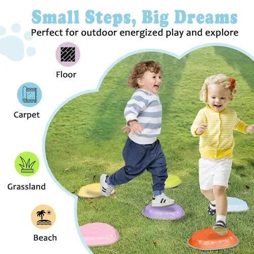 Miniatura 2 de Stepping Stones for Kids, 10 PCS Non-slip Toddlers' Balance Sensory Toys, Indoor & Outdoor Play, Obstacle Course Game for Children Promoting 6 PIEZAS