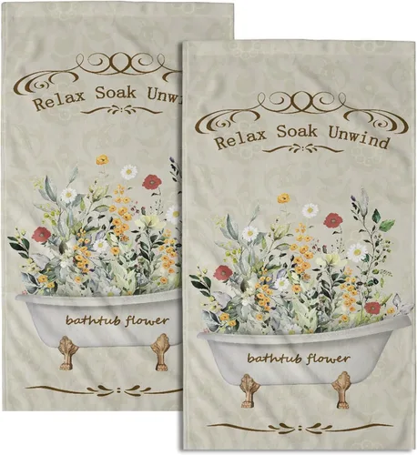 Miniatura 71 de Giwawa Juego de 2 toallas de mano con diseño floral de cerezo, suaves y absorbentes, para baño, cocina, hotel, spa, decoración Flor de cerezo rosa