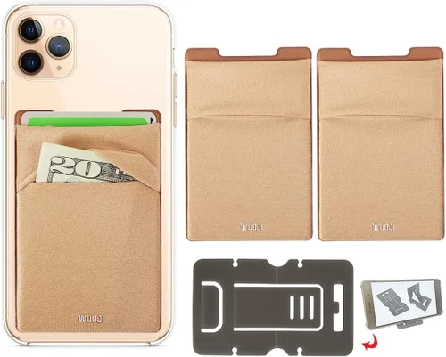 Miniatura 23 de Cartera para tarjetas de teléfono con bloqueo RFID, doble bolsillo seguro, ultradelgada, autoadhesiva, funda para tarjetas de crédito, calcomanía
