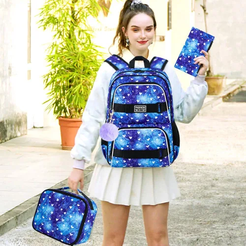 Miniatura 24 de Mochila para laptop, 16 pulgadas, bolsa escolar y bolsa de almuerzo, mochilas resistentes al agua para adolescentes, niñas, mujeres, estudiantes