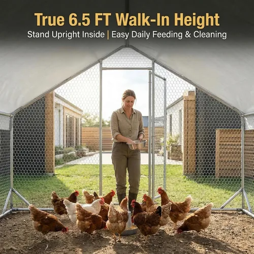 Miniatura 8 de Gallinero grande de metal para gallinero, corral para 40 pollos, jaula de aves de corral con cubierta impermeable para conejos, pato, corren