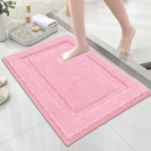 Miniatura 10 de SHACOS Alfombras de baño súper suaves y esponjosas de 24"x36" antideslizantes, lavables, alfombras de baño absorbentes, alfombras para suelo de Gris
