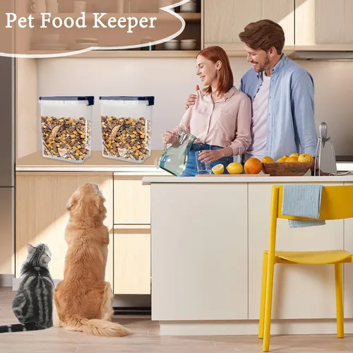 Miniatura 6 de Contenedor de almacenamiento de comida para gatos de 5 a 10 libras con cuchara, recipiente hermético para alimentos para perros, gatos, semillas