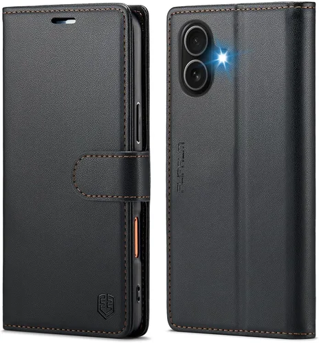 Funda tipo cartera para iPhone 17 con soporte para tarjetas de crédito, cuero sintético PU con tapa plegable y soporte, funda protectora resistente