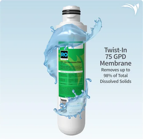 Miniatura 5 de Aquatic Life Paquete de cartuchos de repuesto de filtro de agua de ósmosis inversa Twist-In para acuario, incluye membrana de 75 GPD, sedimentos