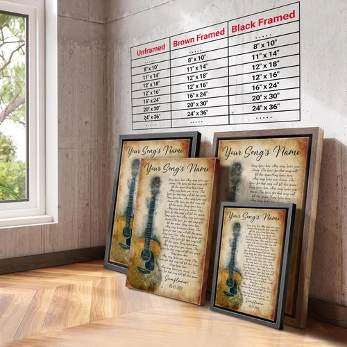 Miniatura 7 de H-DEWALL Lienzo personalizado con marco, letra de canción personalizada regalo para marido, arte de pared vintage, póster musical único, regalo
