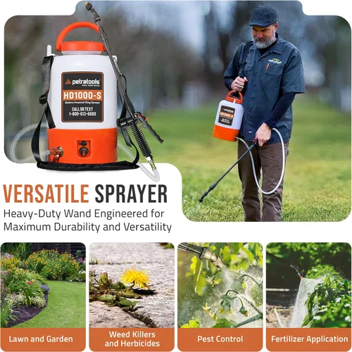 Miniatura 4 de Pulverizador alimentado por batería PetraTools de 1 galón - HD1000-S - Pulverizadores eléctricos de servicio pesado en césped y jardín para control