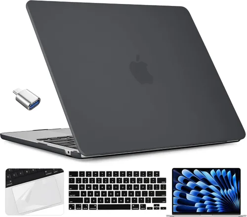 TWOLSKOO Compatible con funda M4 para MacBook Air de 15 pulgadas 2025-2023 versión M4 A3241 M3 A3114 M2 A2941, carcasa rígida de plástico, protector