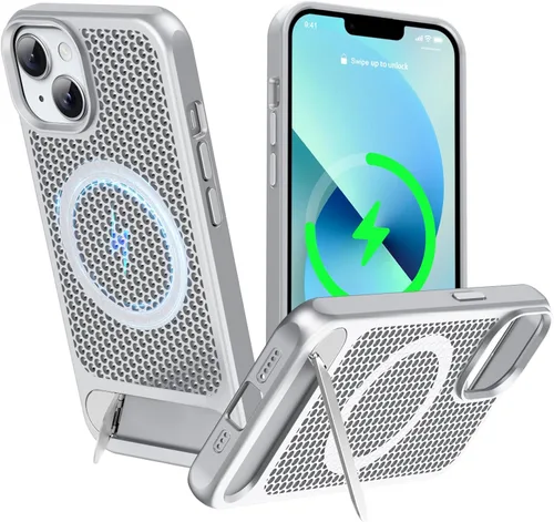 Miniatura 17 de Funda magnética de disipación de calor para iPhone 13 Pro Max, para MagSafe, protección contra caídas Coolingf, funda con función atril ajustable
