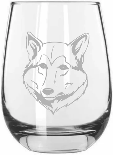 Miniatura 320 de Sakhalin Husky Dog - Copa de vino grabada personalizada de 15.25 onzas sin tallo