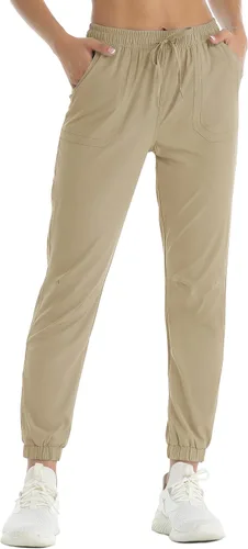 Miniatura 2 de TACVASEN Pantalones deportivos de senderismo para mujer, de secado rápido, ligeros, con cordón, Caqui