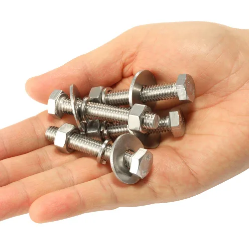 Miniatura 24 de Tornillos de cabeza hexagonal de 1/4-20 x 1/2 pulgadas con tuercas hexagonales y arandelas gruesas planas y de bloqueo, totalmente roscados, acero
