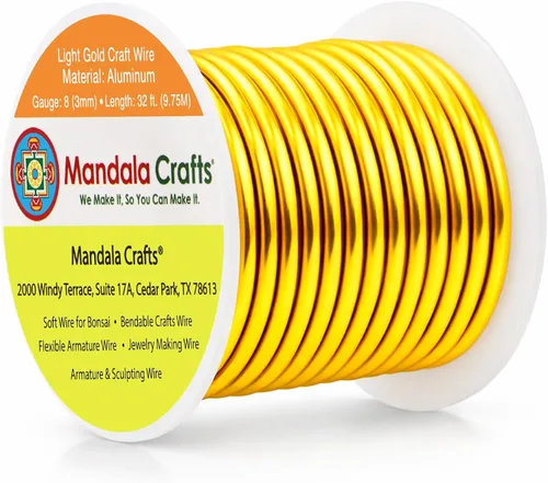 Miniatura 375 de Mandala Crafts - Alambre de aluminio anodizado de 8 calibre para hacer joyas - 9.75 m de alambre flexible negro colorido - Flexible para bonsái