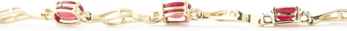 Miniatura 5 de Galaxy Gold GG Pulsera de tenis de oro amarillo macizo de 14 k Diamante rubí de 4.21 ct