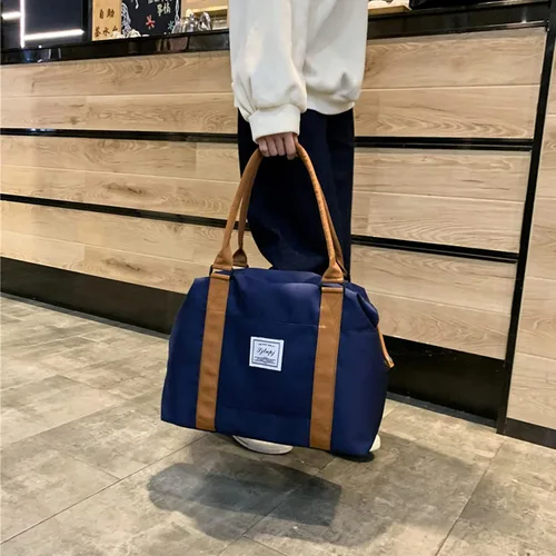 Miniatura 13 de KARRESLY Bolsa de viaje para mujer, bolsa de hombro para fin de semana, bolsa de deporte, gimnasio, bolsa de mano, impermeable, Beige