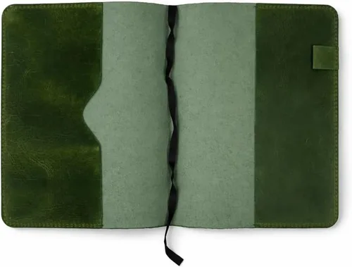 Miniatura 10 de Funda de cuero para diario XL en negro de 19 x 25 cm - Elegante y recargable cubierta protectora para diario, cubierta de planificador personal