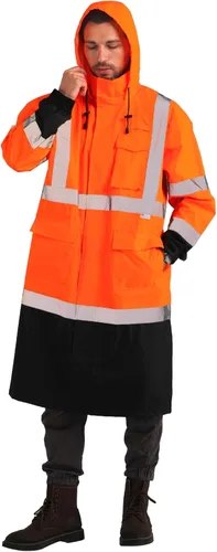 Miniatura 8 de sesafety Chaquetas de Lluvia de Seguridad para Hombres de Trabajo, Equipo de Lluvia de Alta Visibilidad Clase 3 para Construcción, Chaqueta