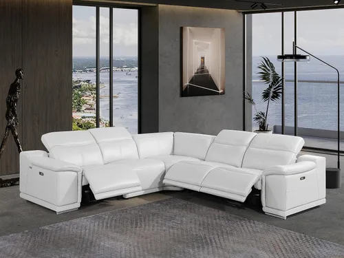 Miniatura 82 de BlackJack Furniture Venice - Juego de sofá reclinable seccional de cuero italiano de grano superior de 12 piezas con 4 reclinables eléctricos