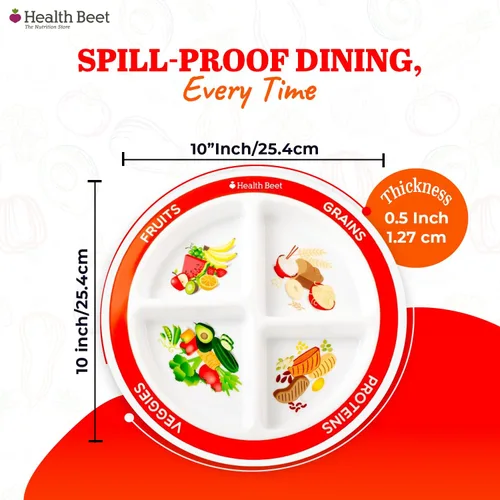 Miniatura 2 de Plato con porciones divididas para niños MyPlate, con 4 secciones divertidas & balanceadas para quisquillosos, English