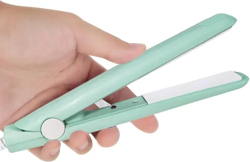 Miniatura 2 de Mini plancha de pelo 2 en 1 recto y rizado Plancha de cerámica turmalina placa 100-240V 20W US Plug (verde)
