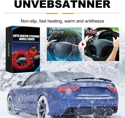 Miniatura 5 de Funda térmica universal para volante de 12 V, calentador de volante de 14.5 a 15.5 pulgadas, cubierta protectora para volante de automóvil
