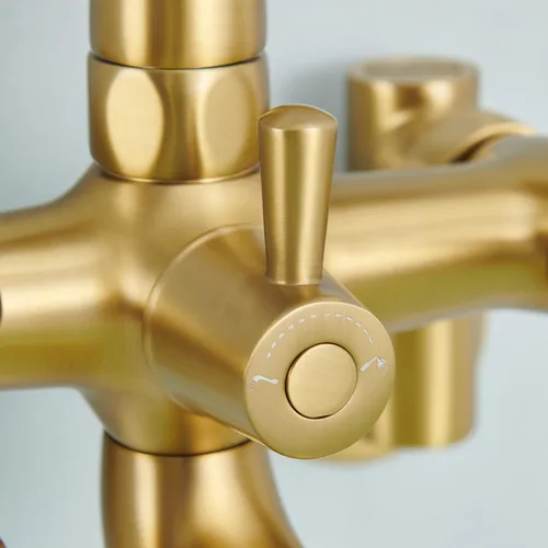 Miniatura 6 de Clawfoot - Grifo de bañera de montaje en pared, grifos de bañera de oro cepillado con ducha de mano, con forma de teléfono vintage, ajustable de 3 a
