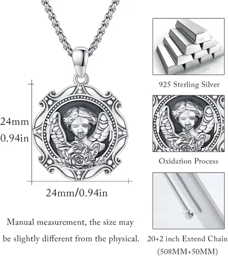 Miniatura 296 de Collar con colgante de plata de ley 925 con medalla de San Patrón, joyería religiosa para hombres y mujeres, con cadena de acero inoxidable 316L