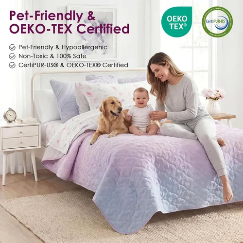 Miniatura 4 de SCHNAUZER HOME Juego de edredón tamaño King de 3 piezas, juego de ropa de cama con estampado de Bailey, juego de colcha ligera y suave reversible