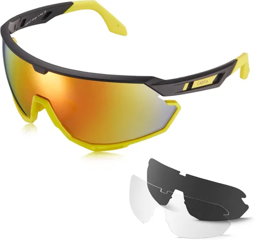 Miniatura 11 de CARFIA Gafas de sol polarizadas de ciclismo para hombre - 3 lentes intercambiables UV400/a prueba de golpes/HD Vision CA5390