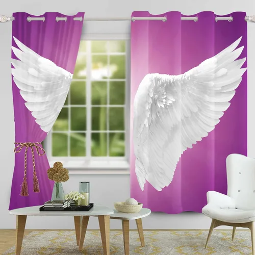 Miniatura 3 de Renaiss Cortinas decorativas de alas de ángel para ventana, alas blancas puras, tratamiento de ventana, cortinas opacas para dormitorio