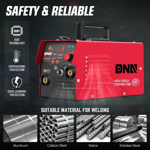 Miniatura 5 de DNA Motoring Soldador MIG portátil 140A, Soldador de núcleo de flujo de 110 V, 2 en 1 Stick MMA/Flux MIG Máquina de soldadura IGBT Inversor, Máquina