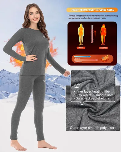 Miniatura 3 de MEETWEE Ropa interior térmica para mujer, Long Johns Ski para clima frío, capa base, cálida parte superior e inferior de invierno para correr