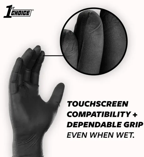 Miniatura 5 de 1st Choice Nitrile Gloves Disposable Latex-Free, Black, 5 Mil for Cooking, Cleaning, Automotive, Industrial, Food Prep, Home