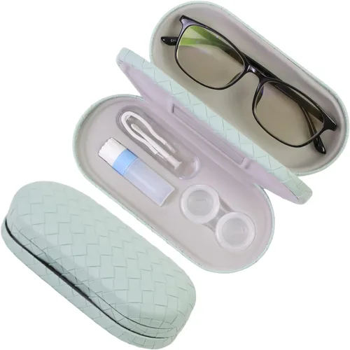 Miniatura 28 de Estuche 2 en 1 para Lentes de Contacto y Anteojos para Mujeres, Hombres y Niños, Estuche Duro Portátil de Doble Cara para Anteojos de Viaje