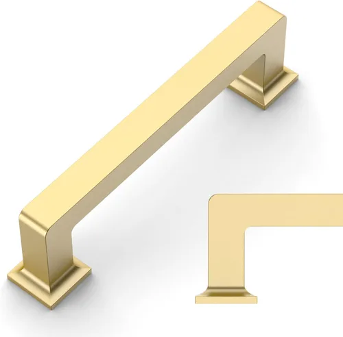 Miniatura 51 de Amerdeco - Paquete de 10 tiradores de latón cepillado para armarios con orificio central de 3 pulgadas (76 mm), tiradores para armarios de cocina