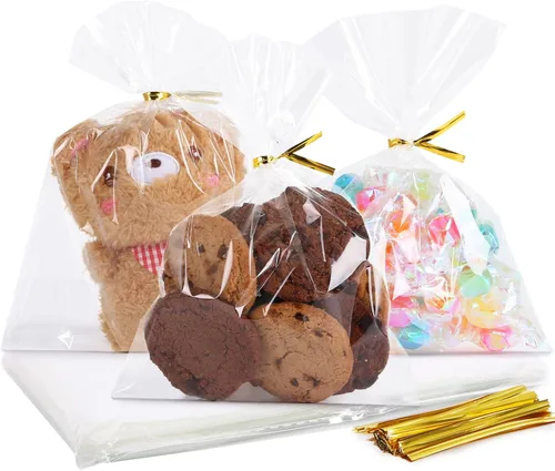 Miniatura 11 de SUREHOME Bolsas para galletas con sellado, 100 unidades, 4 x 4 pulgadas, bolsas de celofán autoadhesivas transparentes para embalaje de galletas