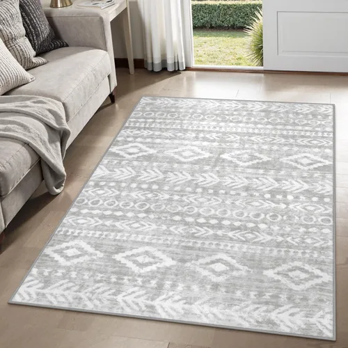 Miniatura 33 de Lahome Alfombra bohemia marroquí para entrada, lavable, de 2 x 3 pies, color gris y blanco, antideslizante, ultra fina, suave, rústica con estampado