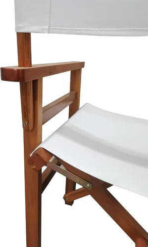 Miniatura 5 de Folding Director Chair Set of 2 – White Wood and Canvas Foldable Chairs for Indoor Outdoor Use, Portable Populus Frame Seating