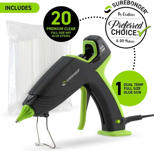 Miniatura 2 de Surebonder Pistola de Pegamento Caliente y Barras de Pegamento, Pistola de Pegamento Caliente de Tamaño Completo de 100W de Doble Temperatura con 20