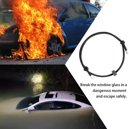 Miniatura 2 de BESULEN Pulsera Rompecristales de Coche, 2 PCS Correa de Muñeca con Cuenta de Carburo de Tungsteno, Pulseras de Escape Rápido de Vehículo