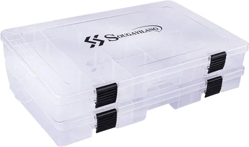 Miniatura 12 de Sougayilang Cajas de aparejos de pesca - 3600 3700 caja organizadora de almacenamiento de plástico con divisores extraíbles - Almacenamiento