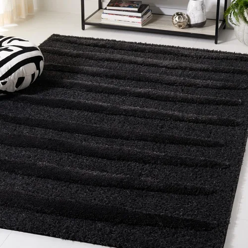 Miniatura 8 de SAFAVIEH Hi-Lo Shag Collection - Alfombra para pasillo, 2 pies 2 pulgadas x 8 pies, color beige, diseño moderno a rayas, no desprende pelusa