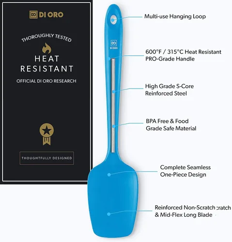 Miniatura 2 de DI ORO Espátula de cuchara de silicona - Garantía perpetua - Gran espátula de silicona resistente al calor de 600°F, raspador - Libre de BPA, Piedra