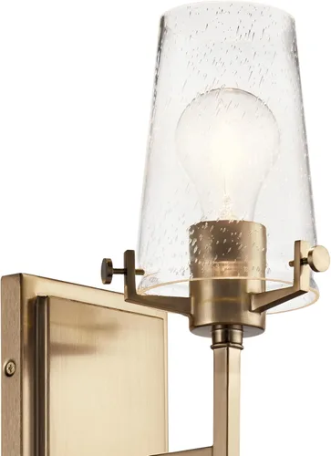 Miniatura 6 de Kichler, Aplique de pared Alton de 22.25 pulgadas con 1 luz, vidrio esmerilado transparente en bronce champán para pasillo, entrada, baño y tocador