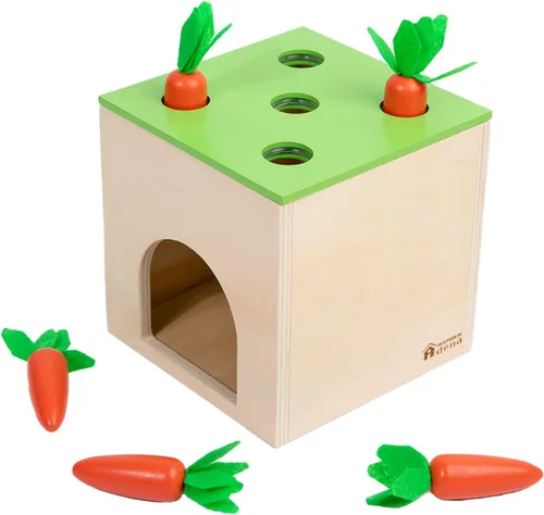 Miniatura 7 de Adena Montessori Kit de juego 6 en 1, 3 cajas de anidación y apilamiento, juego de caída de permanencia de objetos, caja de monedas, cosecha