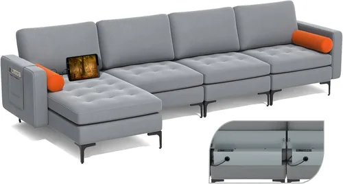 Miniatura 21 de Giantex Sofá individual, silla decorativa, sillón con cojín cómodo, bolsillos para revistas, sala de estar, silla de ocio tapizada para dormitorio