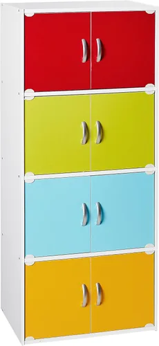 Miniatura 6 de Hodedah Estantería de 4 estantes y 8 puertas, haya