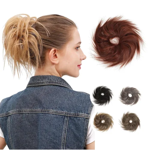 Miniatura 14 de JuvaBun Pieza de pelo rubia despeinada para mujer – Pieza de cabello rubio desordenado para moño, añade volumen instantáneo, rápido updo, lavable
