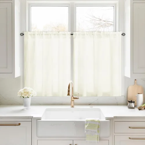 Miniatura 19 de HOMEIDEAS Cortinas Transparentes de Privacidad Blancas No Transparentes, 52 X 45 Pulgadas de Largo 2 Paneles Cortinas Transparentes Filtradoras