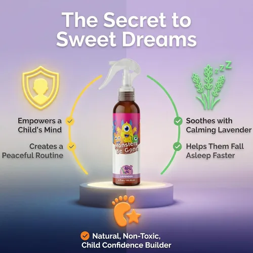 Miniatura 3 de Monsters Be Gone - Spray para cuerpo y lino, neutralizador de olores de lavanda, natural, no tóxico, ambientador de habitación para niños